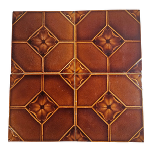 4 Mint, 6x6 Lewis Foreman Day "Embossed Floral" Tiles for Pilkington's Tile & Pottery of England