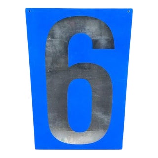Blue Acrylic "6" Sign For Sale