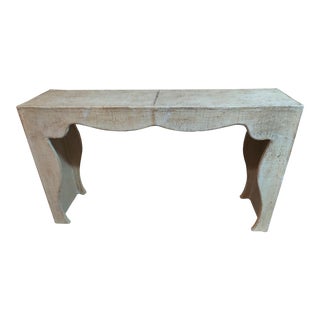 1980s Handmade Modern Style Wood and Plaster Sofa Table For Sale