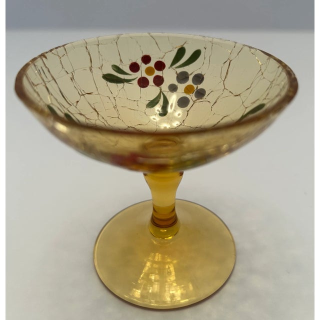 Glass Vintage Crackle Glass Amber Cordials - Set of 4 For Sale - Image 7 of 12