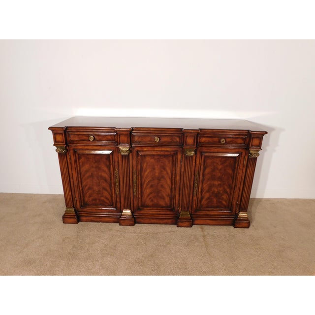 Vintage 1990s Massive Hickory White Flame Mahogany Locking 4 Door Sideboard Server For Sale - Image 9 of 14