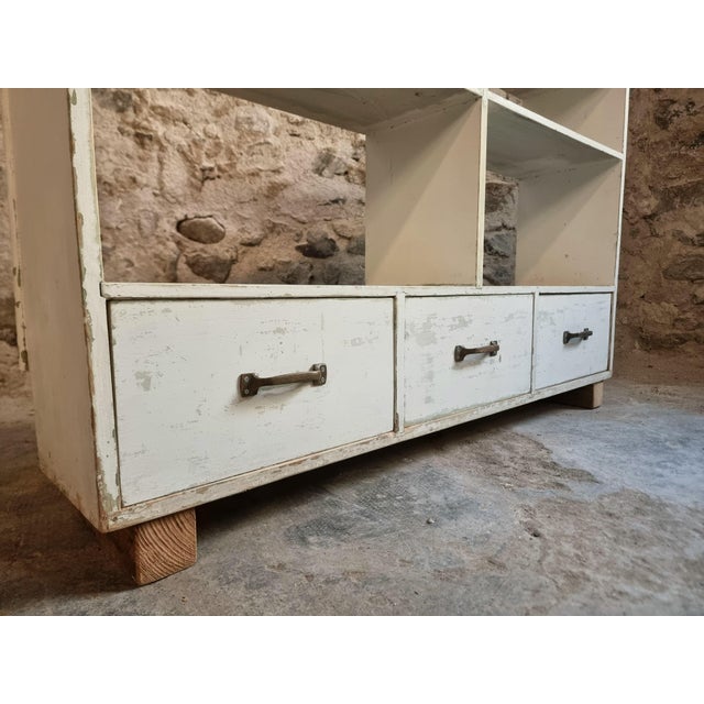 White Vintage French Pine Shoe Cabinet with Drawers, 1960s For Sale - Image 8 of 18