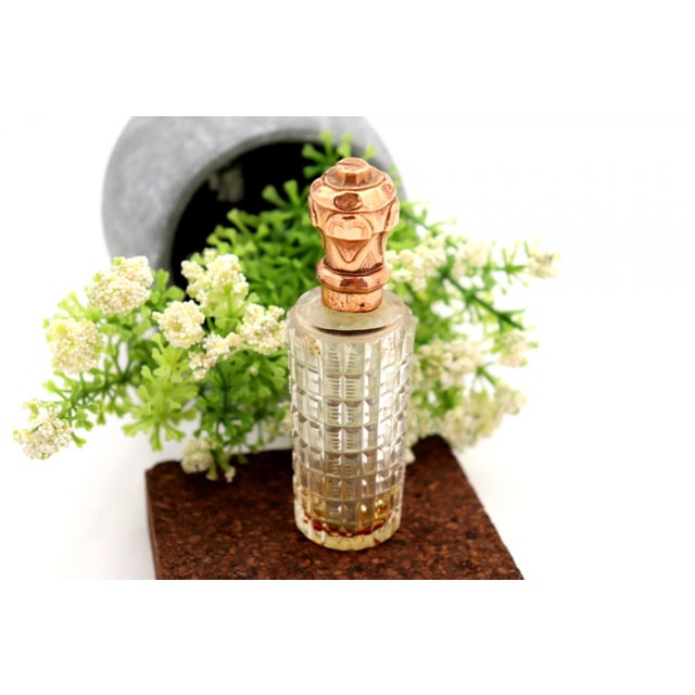 Glass Perfume Bottle with Gold Applications For Sale - Image 6 of 6