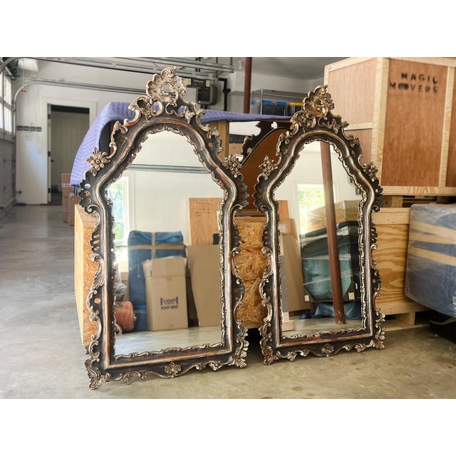 Early 20th Century Italian Carved Giltwood Wall Mirrors - A Pair For Sale - Image 4 of 16