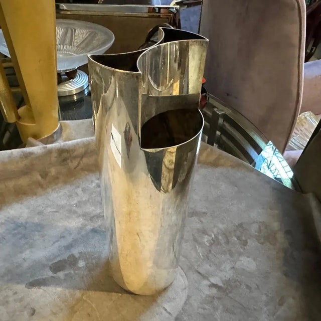 1970s Sabattini Style Minimalist Silver Plated Italian Vase For Sale - Image 10 of 13