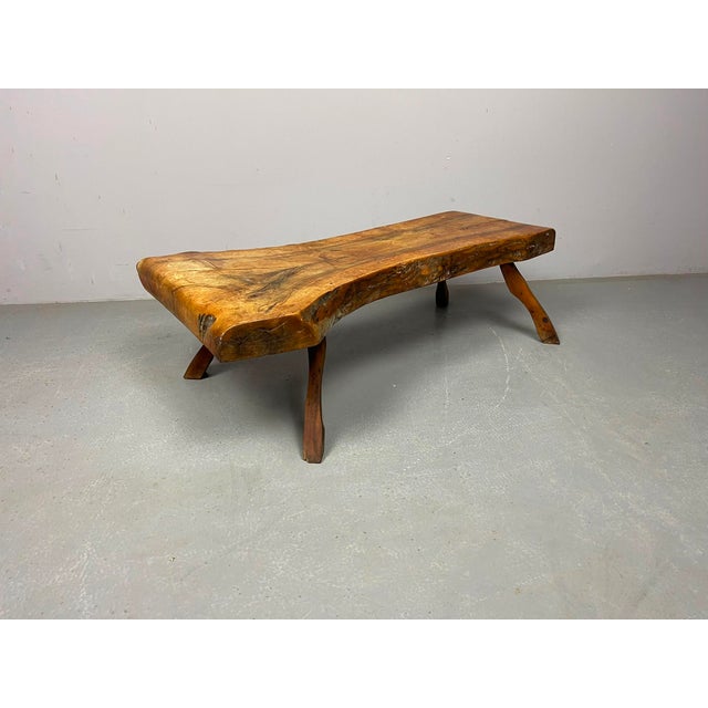 Brutalist Wabi-Sabi Freeform Hardwood Coffee Table, 1970s For Sale - Image 11 of 12