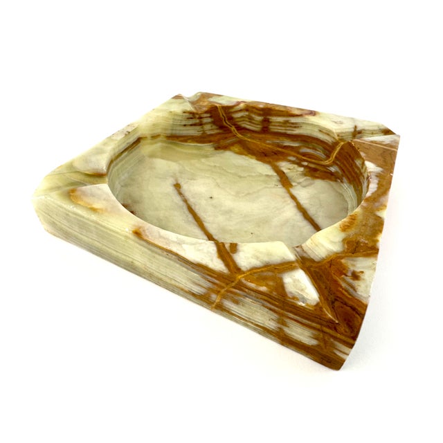 Vintage Banded Onyx Stone Square Ashtray Catchall For Sale - Image 9 of 9