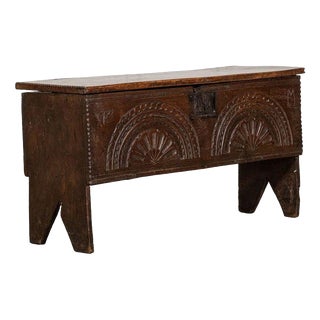 17th Century English Oak Coffer, 1690 For Sale