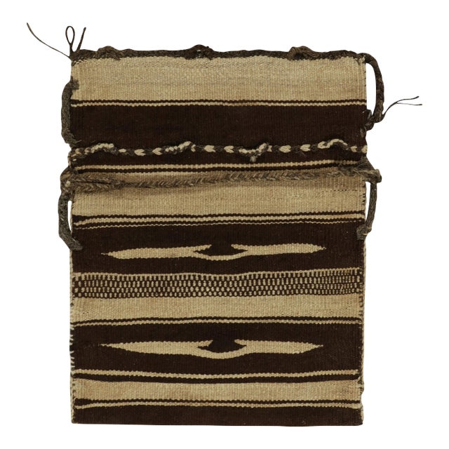 1960s Vintage Kilim Rug in Beige, Brown Tribal Bag Design For Sale