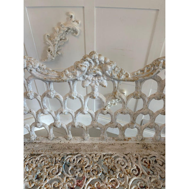 White Antique Victorian Ornate Garden Seat in Cast Iron, 1850 For Sale - Image 8 of 12