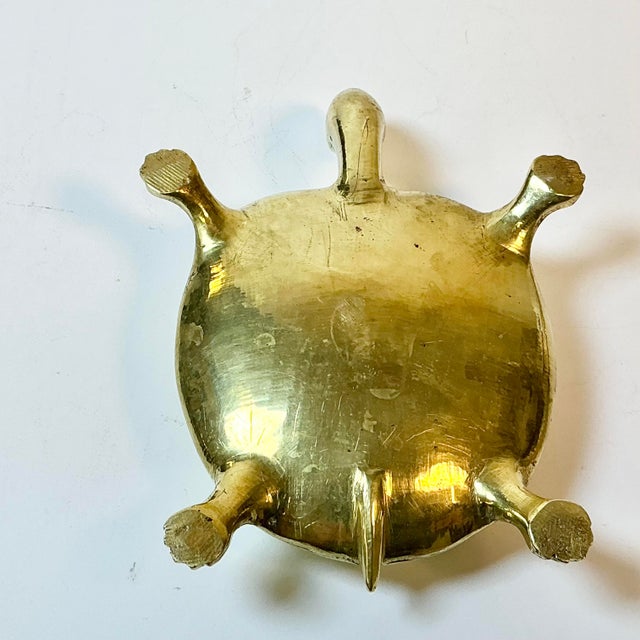 1960s Vintage Coastal Hollywood Regency Boho Chic Brass Turtle Ashtray For Sale - Image 10 of 11