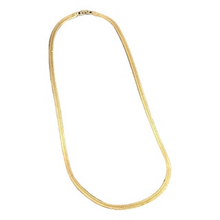 Vintage 14k Gold Plated Herringbone Chain, 18" For Sale