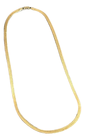 Vintage 14k Gold Plated Herringbone Chain Necklace, 18"