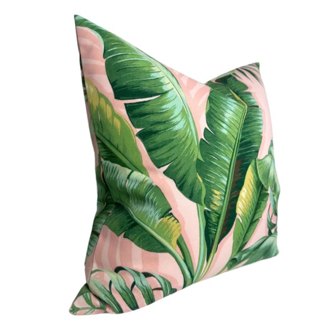 Modern Palm Leaf Pillow Cover in Blush, 20x20 Pillow For Sale - Image 3 of 3