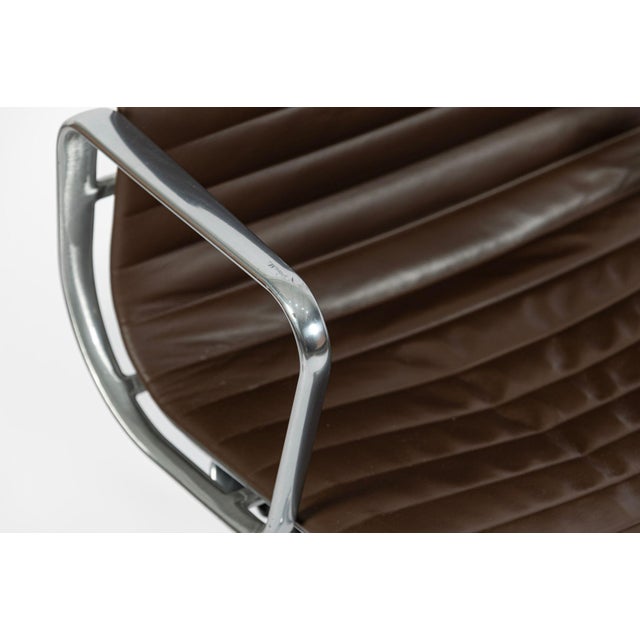 Eames Herman Miller Aluminum Group Thin Pad Brown Leather Office Chair, 2008 For Sale - Image 15 of 18