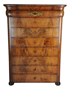 Antique Biedermeier Chest of Drawers in Mahogany with Maple, 1830