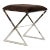 Matthew Izzo Home X Side Stool in Brown Velvet Upholstery and Polished Nickel Base For Sale