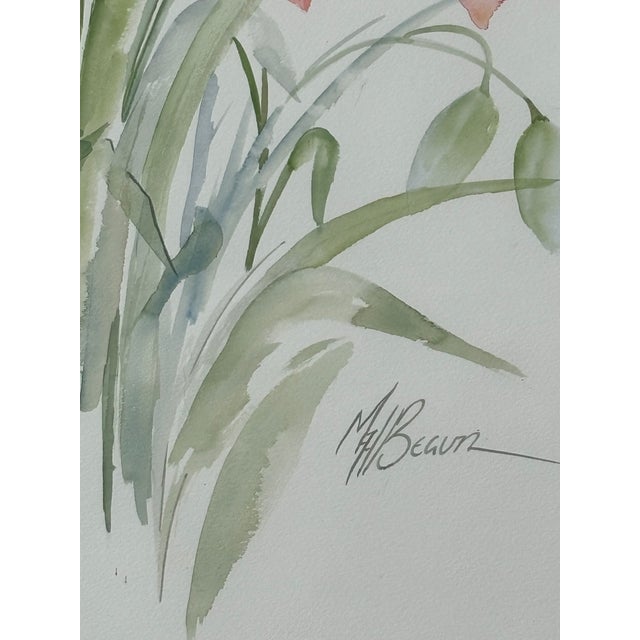 Wood Blooms - Large 1980s Era Original Watercolor on Paper With Fabulous Framing For Sale - Image 7 of 11