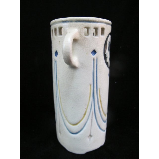 Weller Pottery Vintage Weller Creamware Ethel Art Deco Cameo Portrait 6" Vase For Sale - Image 4 of 8