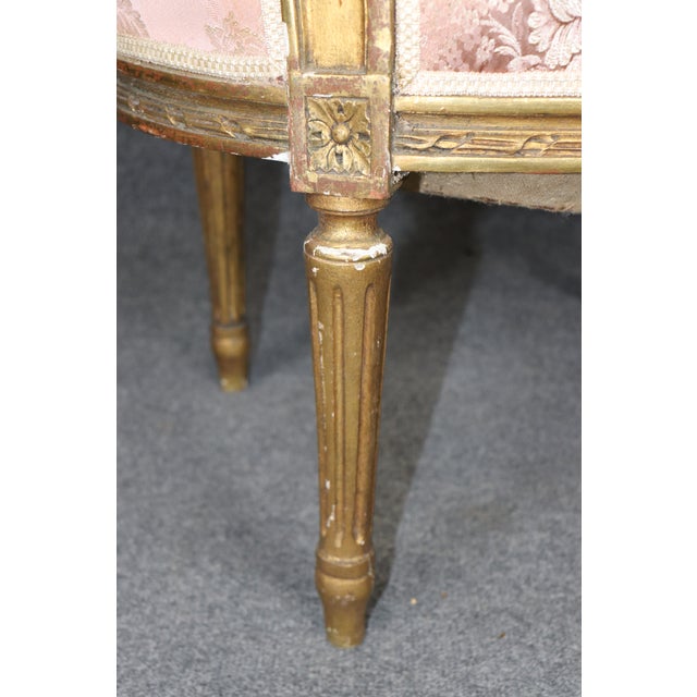 Fantastic Pair of Giltwood Corbeille Form French Louis XVI Salon Bergere Chairs For Sale In Philadelphia - Image 6 of 12