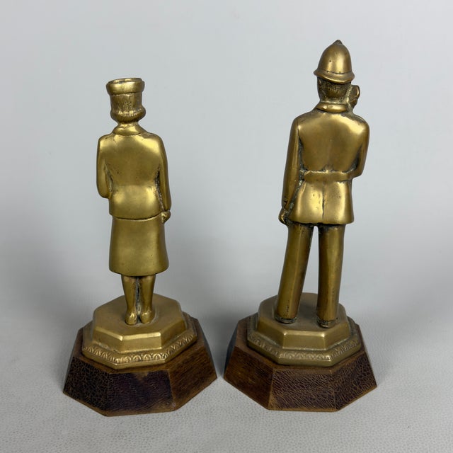 Bronze Statues of a Traffic Policeman and Policewoman on a Wooden Base, 20th Century, Set of 2 For Sale - Image 3 of 12