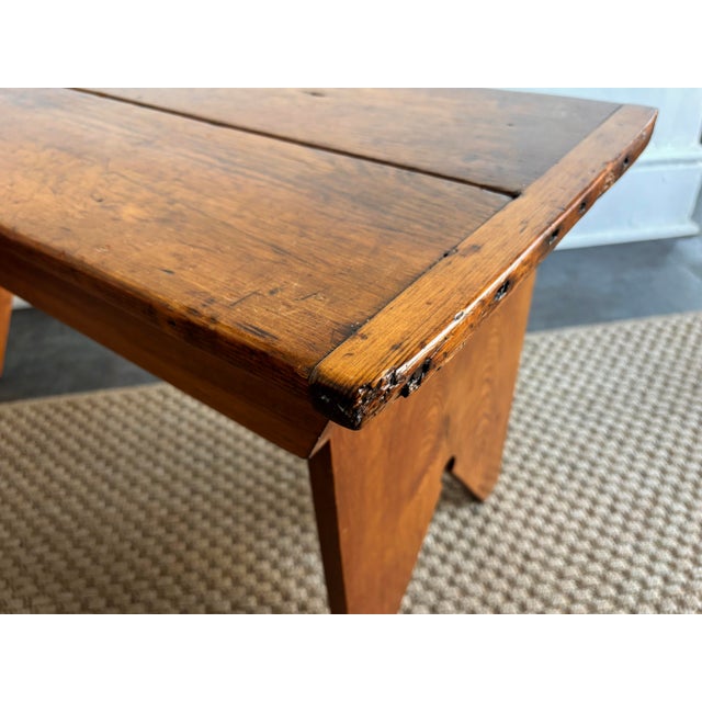 Wood Rustic Antique Wooden Bench For Sale - Image 7 of 11
