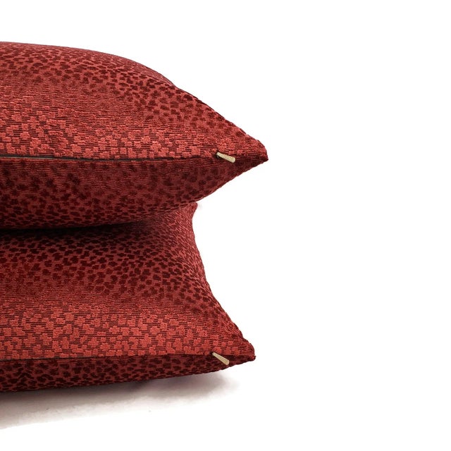 Brunschwig and Fils La Panthere Velvet in Red Pillow Cover For Sale In Portland, OR - Image 6 of 8