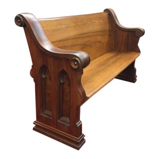 Mid 19th Century Walnut and Ash Church Pew - Five Feet Long For Sale