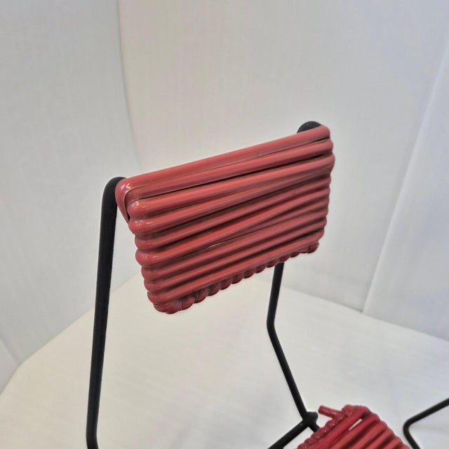 Metal Vintage Metal and Plastic Scoubidou Chairs, 1950s, Set of 3 For Sale - Image 7 of 17