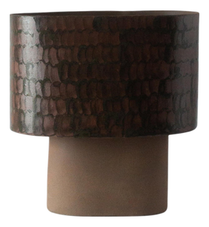 Small Brown Table Lamp in Stoneware with Hand-Painted Glaze by Lucas Huillet