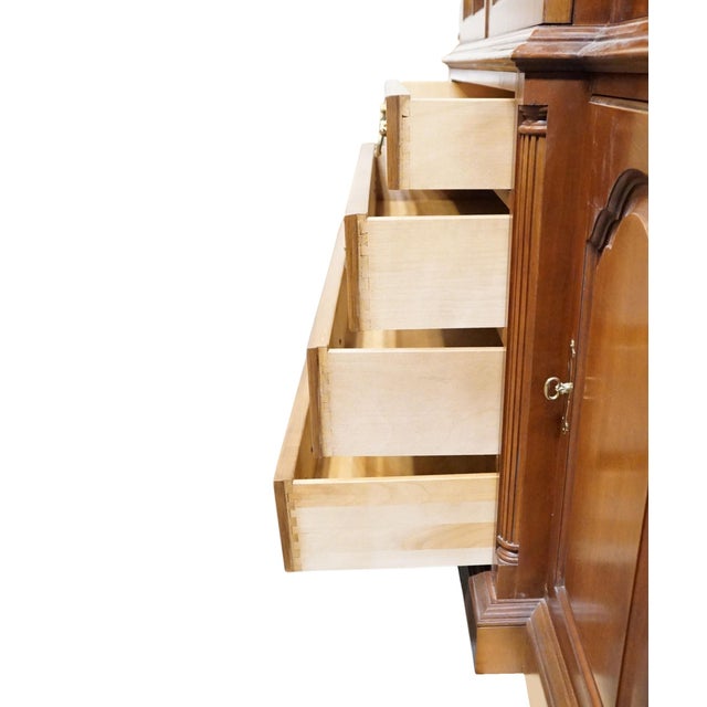 High End Vintage Solid Mahogany Traditional Style 67" Lighted Display Breakfront China Cabinet For Sale - Image 9 of 12