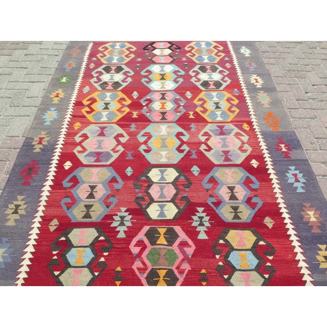 Mid-Century Modern Vintage Turkish Boho Kilim Area Rugs For Sale - Image 3 of 11