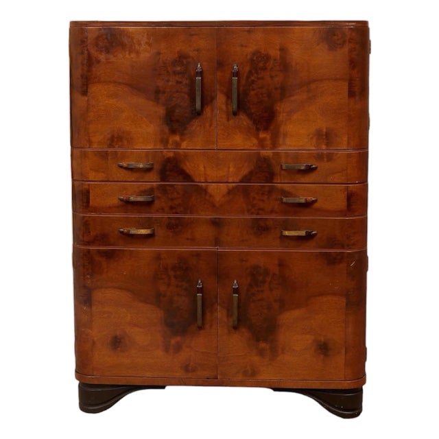 Early 20th Century Art Deco Highboy by Empire Furniture Rockford, Illinois, Attributed For Sale