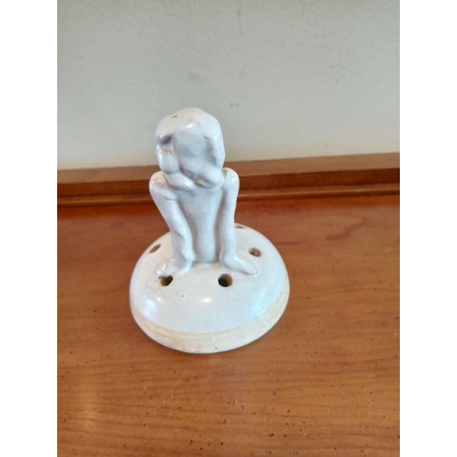 Art Deco Vintage Antique Nude Woman Ceramic Flower Frog For Sale - Image 3 of 6