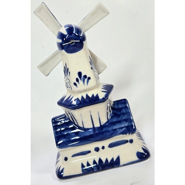Ceramic Holland Flow Blue Delft Windmill Figurine For Sale - Image 7 of 14
