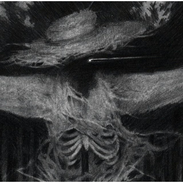 Scarecrow by Timothy Von Rueden and Babs Webb | Powdered graphite on bristol depicting a scarecrow in a pumpkin field. For Sale - Image 4 of 5