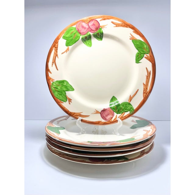 Franciscan “Apple” Set of 5 Oversized Earthenware Dinner Plates 10 3/4” Good vintage condition. No chips, cracks, or...