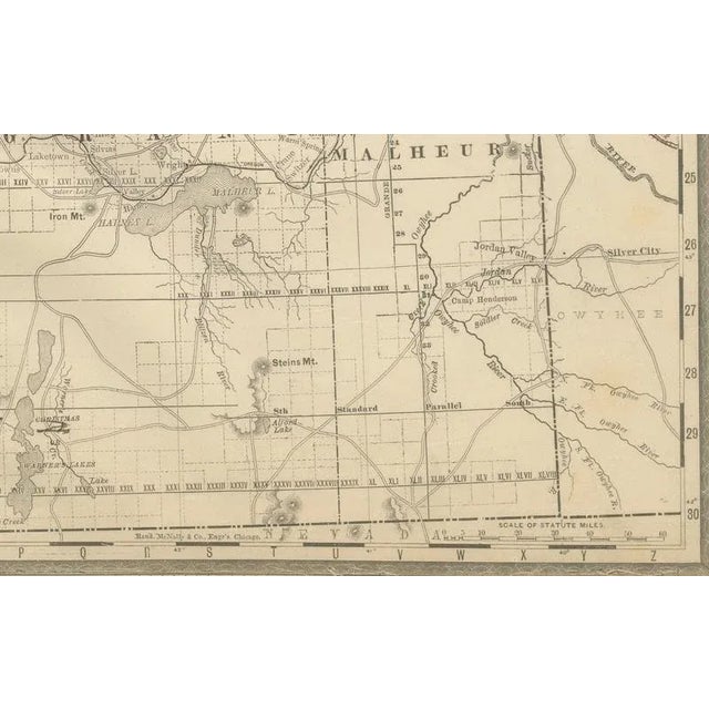 Antique Map of Oregon Railroads with Counties and Native Indian Reservations, 1888 For Sale - Image 6 of 10