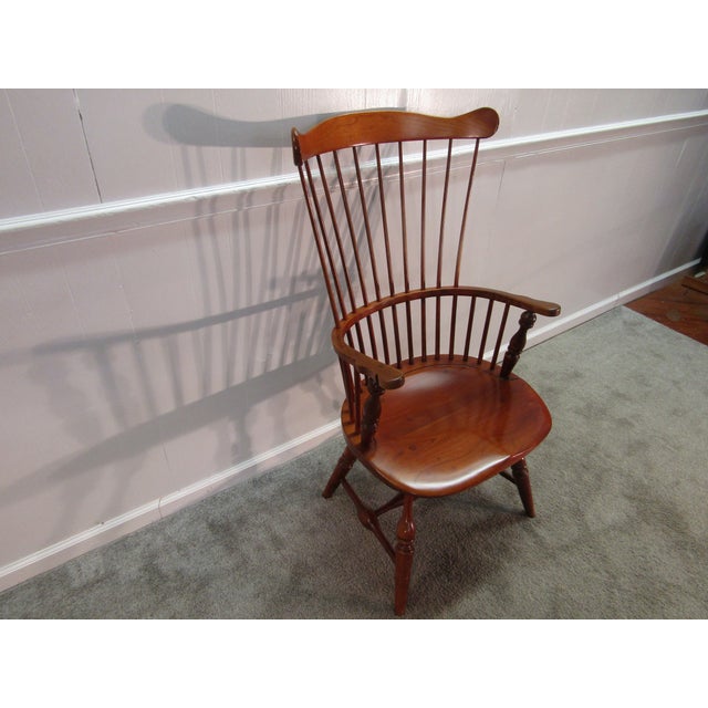 Item: 85762 Duckloe solid cherry fan back arm chair. Age: 1980's. Details: Fan back. Condition: Very clean excellent...