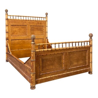 Antique Faux Bamboo Solid Maple Bed Made by Rj Horner For Sale