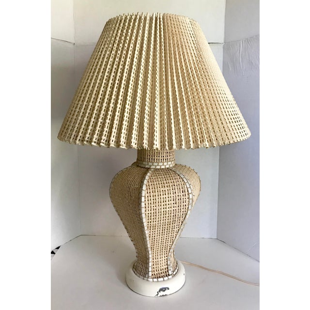Antique Cane Lamps With Pleated Cane Shades a Pair Chairish