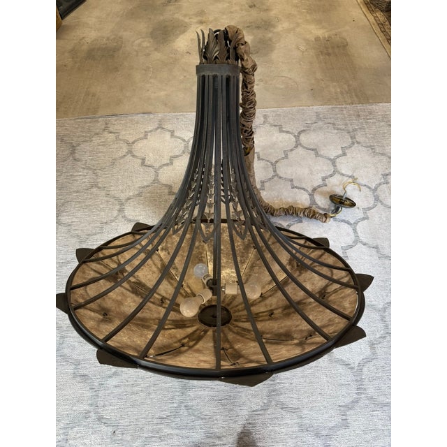 Beautiful Fine Art Lamps Villa 1919 Pendant Chandelier. It measures 36" wide by 32" high. Handmade iron decorates the mica...