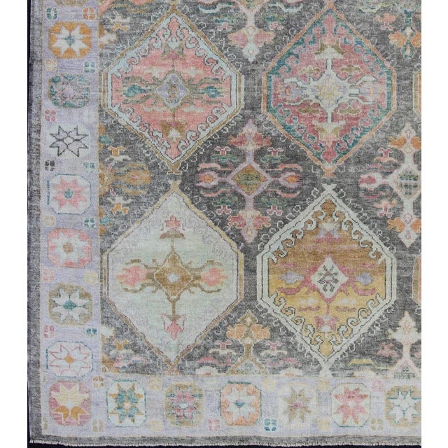 Tribal Tribal Design Turkish Oushak Rug by Keivan Woven Arts 9'7 X 11'5 For Sale - Image 3 of 13