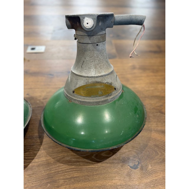 Vintage Crouse-Hinds Green Porcelain Enamel Explosion-Proof Industrial Pendant Lights, Circa 1950s - Set of Three For Sale - Image 10 of 12
