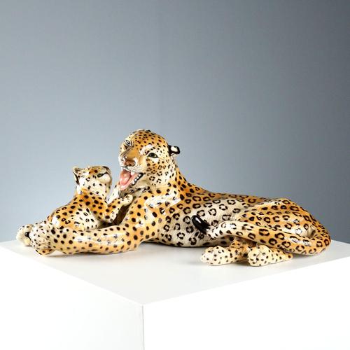 Ceramic Leopard with Cub from Ronzan For Sale - Image 9 of 9
