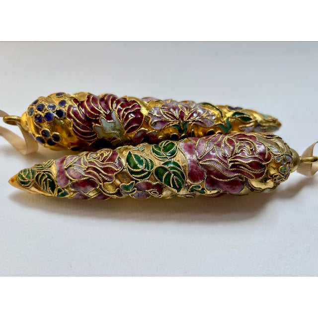 Pair of Gold Cloisonné & Crystal Ornaments For Sale - Image 10 of 17