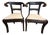 Late 20th Century Pair of Anglo-Indian Style Ebonized & Gilt Ram's Head Klismos Chairs With Floral Penwork For Sale