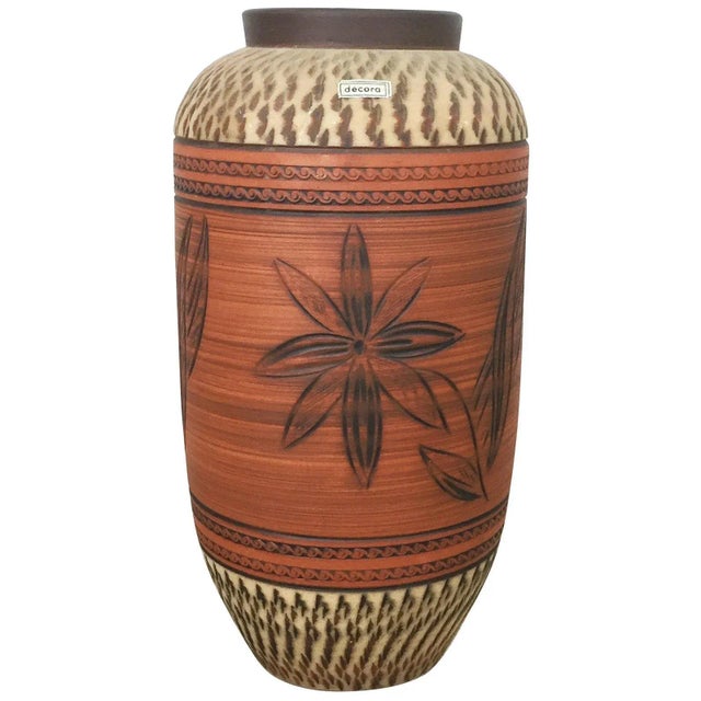 Vintage Ceramic Pottery Floor Vase from Decora Ceramic, Germany, 1960s For Sale - Image 9 of 9