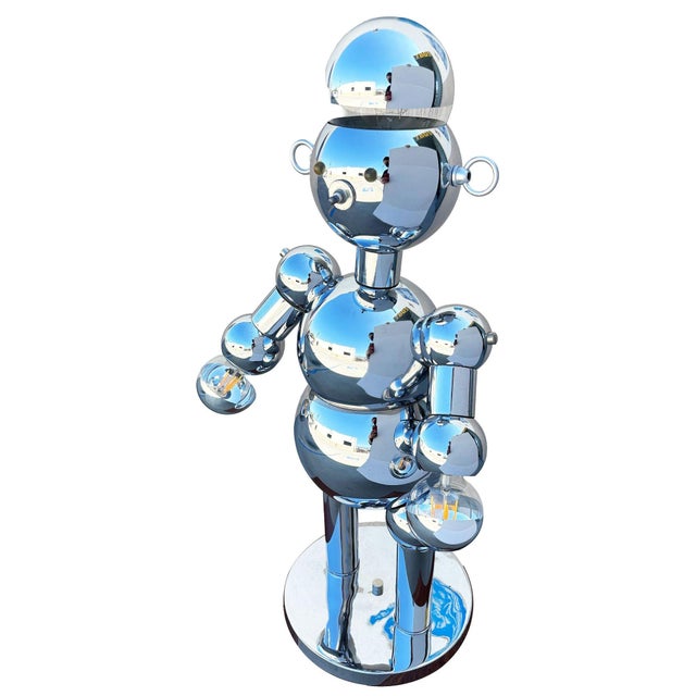 1970s 1975 Post-Modern Chrome Bubble Ball Robot Table Lamp by Torino Lamps For Sale - Image 5 of 12