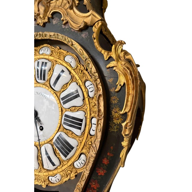 18th Century French Louis XV Lenoir À Paris Floral Cartel Clock & Bracket For Sale - Image 11 of 13